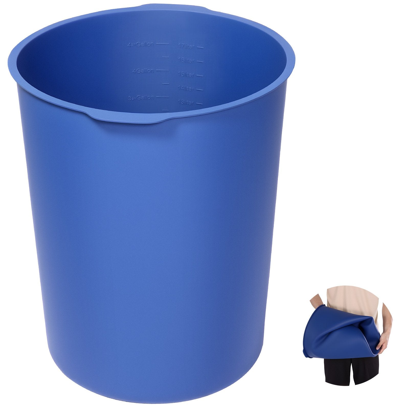 18.9L Bucket Liner for Concrete Mix, Reusable Silicone Mortar Bucket Liner for Thinset Paint Concrete Epoxy Mixing, Heavy-duty Grout Mixer Insert Tool with Graduated Measurements, Blue