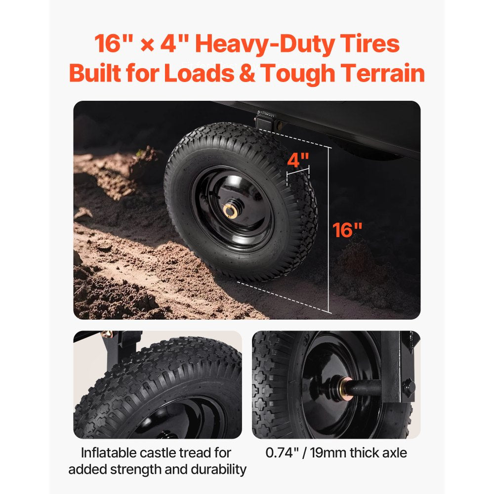 Dump Trailer 227 kg 10 Cu. Ft Tow Behind Plastic Garden ATV Trailer Cart