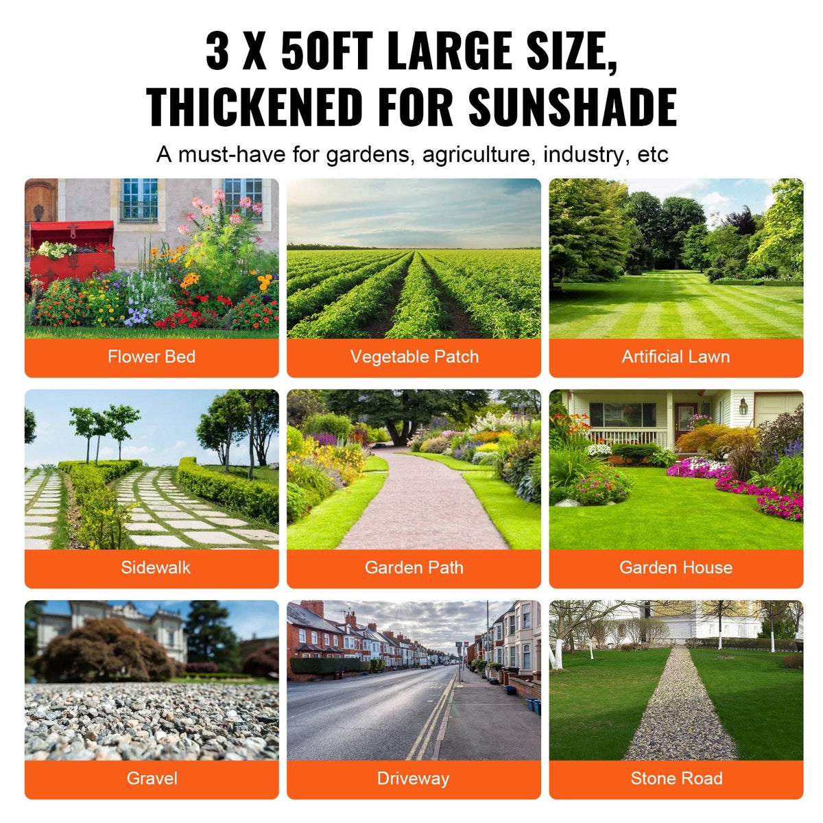 3FTx50FT Premium Heavy Duty Weed Barrier Landscape Fabric, 3.2OZ Woven Geotextile