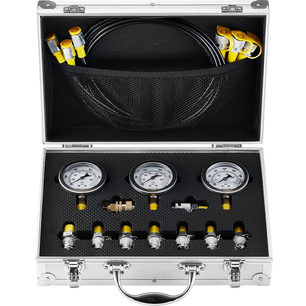 Hydraulic Pressure Test Kit, 250/400/600bar, 3 Gauges 9 Test Couplings 3 Test