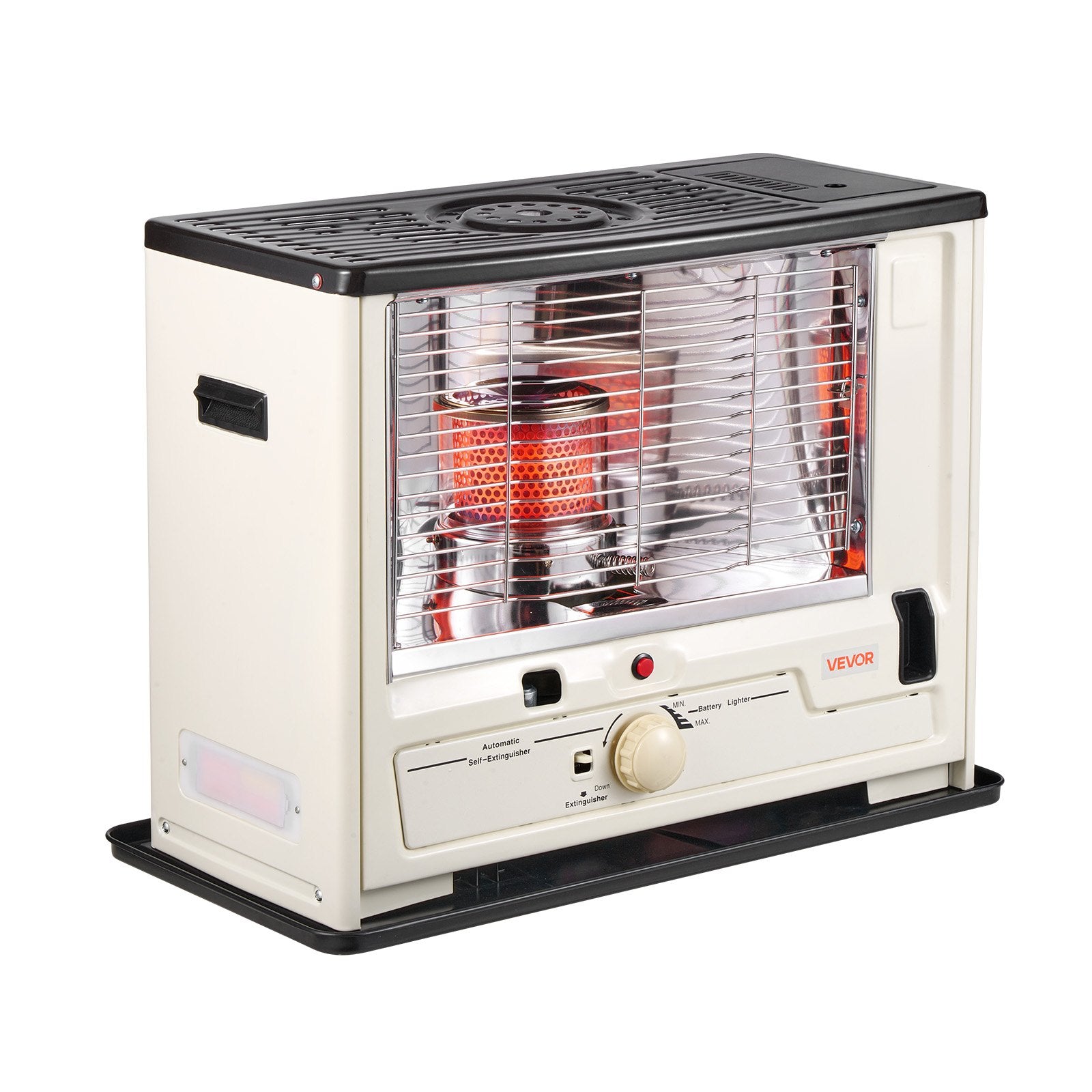 10000 BTU Indoor & Outdoor Kerosene Heater, Portable Space Heater with Auto Shut-Off & Adjustable Flame & Tip-Over, for Home, Garage, Basement, Camping, Workshop and Emergency,Black