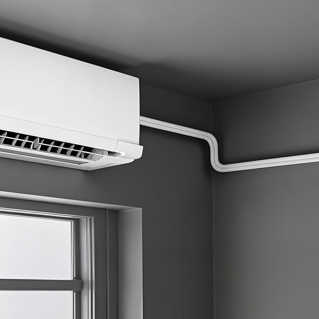15.2m Mini Split Line Set, 6.4 & 9.5mm OD AC Copper Tubing Pipe, 3/8 White PE Thickened Insulated Coil with Flared Nuts, Rich Fittings, for Mini Split Air Conditioner HVAC or Heat Pump System