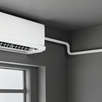 15.2m Mini Split Line Set, 6.4 & 9.5mm OD AC Copper Tubing Pipe, 3/8 White PE Thickened Insulated Coil with Flared Nuts, Rich Fittings, for Mini Split Air Conditioner HVAC or Heat Pump System