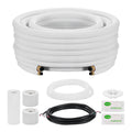 15.2m Mini Split Line Set, 6.4 & 9.5mm OD AC Copper Tubing Pipe, 3/8 White PE Thickened Insulated Coil with Flared Nuts, Rich Fittings, for Mini Split Air Conditioner HVAC or Heat Pump System