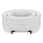 15.2m Mini Split Line Set, 6.4 & 9.5mm OD AC Copper Tubing Pipe, 3/8 White PE Thickened Insulated Coil with Flared Nuts, Rich Fittings, for Mini Split Air Conditioner HVAC or Heat Pump System