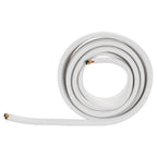 15.2m Mini Split Line Set, 6.4 & 9.5mm OD AC Copper Tubing Pipe, 3/8 White PE Thickened Insulated Coil with Flared Nuts, Rich Fittings, for Mini Split Air Conditioner HVAC or Heat Pump System