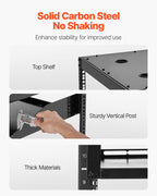 12U Open Frame Network Rack, 585 mm Depth, Wall Mounted or Floor Standing Server Rack, Heavy Duty 4 Post, with Vented Shelves & Mounting Hardware, Holds All Your Networking IT Equipment AV Gear