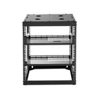 12U Open Frame Network Rack, 585 mm Depth, Wall Mounted or Floor Standing Server Rack, Heavy Duty 4 Post, with Vented Shelves & Mounting Hardware, Holds All Your Networking IT Equipment AV Gear