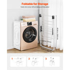 2-Tier Foldable Clothes Drying Rack with Sock Clips & 31 Drying Rods White
