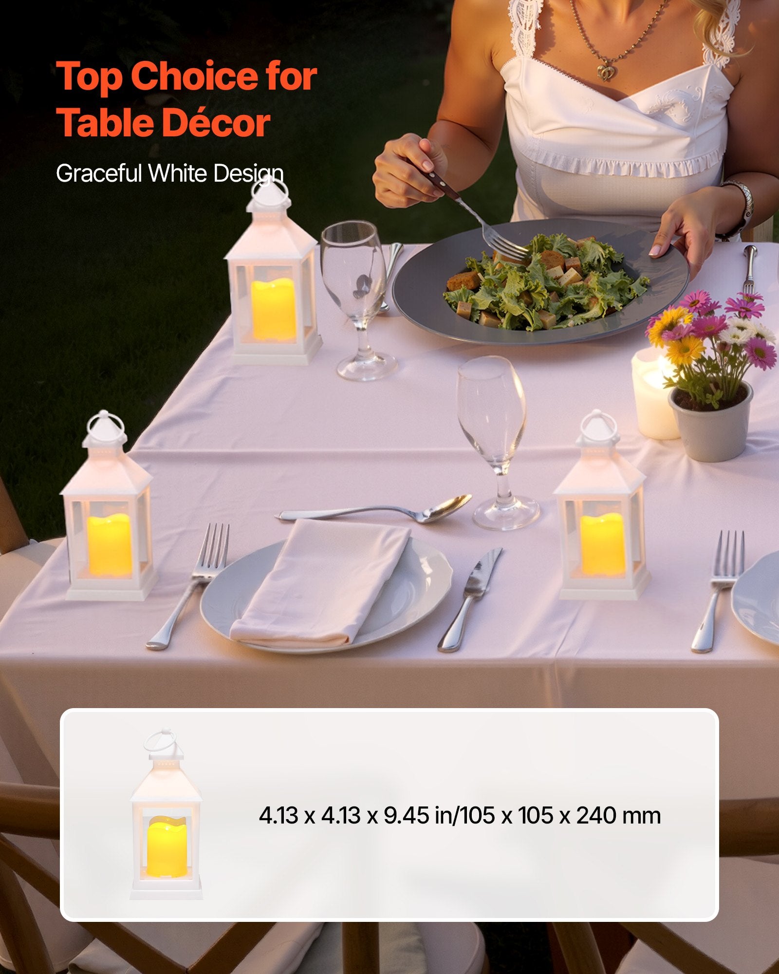 12 Pcs Decorative Candle Lantern, LED Electric Flameless Candle, Plastic LED Holder with Glass, Wall Hanging Indoor Porch Lanterns for Wedding Table Party Farmhouse Indoor Decor, White