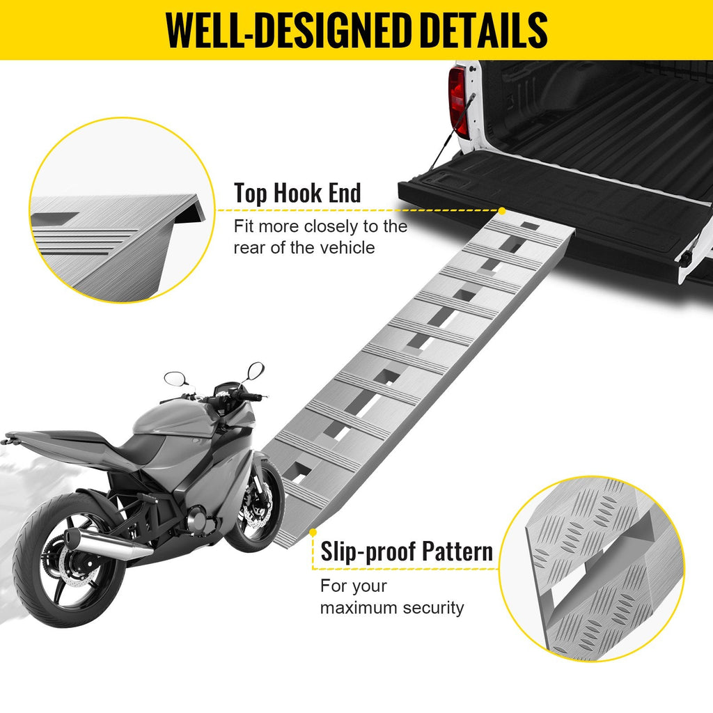 60' X 12' X 2.5'Aluminum Trailer Ramps 6000LBS Total Beavertail Hook End 1