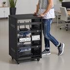 16U AV Rack, 90.7 kg Max Load Capacity, Home Recording Studio Rack with Lockable Caster Wheels, Open Frame Server Cabinet, Special Vent Design, for Audio Video Musical & IT Equipment Mounting