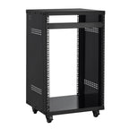16U AV Rack, 90.7 kg Max Load Capacity, Home Recording Studio Rack with Lockable Caster Wheels, Open Frame Server Cabinet, Special Vent Design, for Audio Video Musical & IT Equipment Mounting