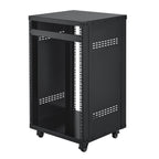 16U AV Rack, 90.7 kg Max Load Capacity, Home Recording Studio Rack with Lockable Caster Wheels, Open Frame Server Cabinet, Special Vent Design, for Audio Video Musical & IT Equipment Mounting