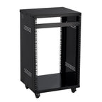 16U AV Rack, 90.7 kg Max Load Capacity, Home Recording Studio Rack with Lockable Caster Wheels, Open Frame Server Cabinet, Special Vent Design, for Audio Video Musical & IT Equipment Mounting