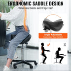 Saddle Stool Rolling Chair, Ergonomic Saddle Chair with Wheels, Height Adjustable