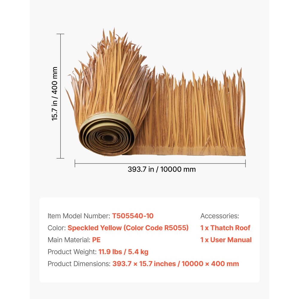 0.4 x 10 m Artificial Thatch Roofing Mexican Tiki Hut Grass Skirt Roof