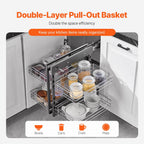 2 Tier Blind Corner Pull Out Organizer Chrome Kitchen Cabinet Basket