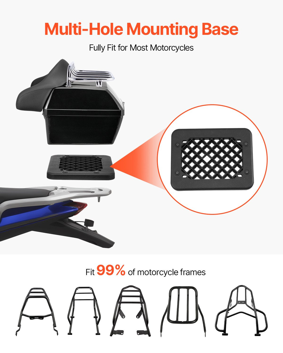 48L Motorcycle Top Case Universal Motorbike Tail with Reflective Panel