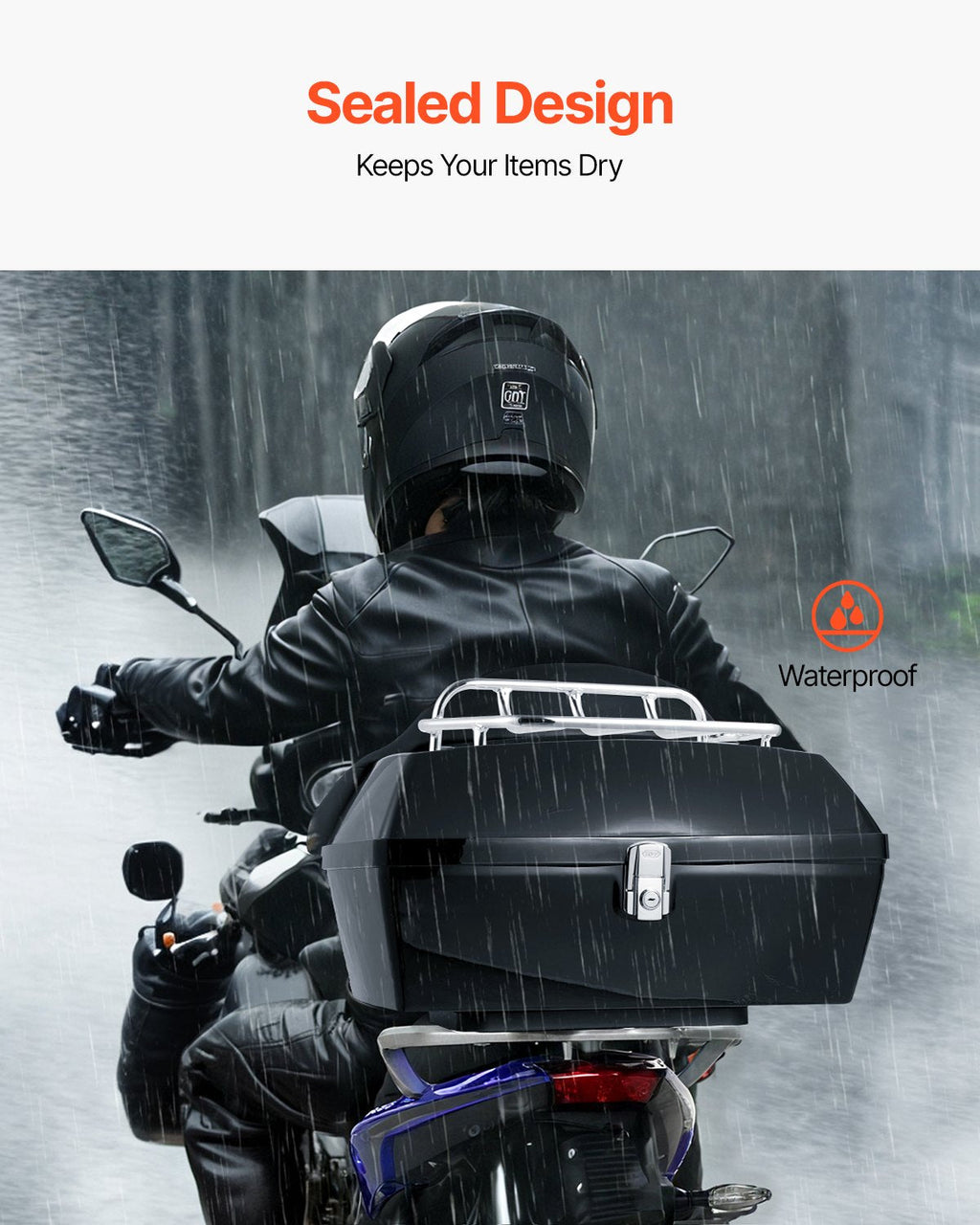 48L Motorcycle Top Case Universal Motorbike Tail with Reflective Panel
