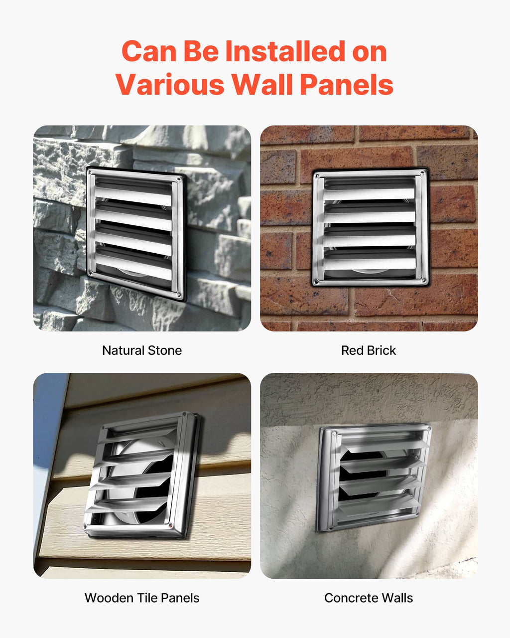 145mm Wall Vent Cover, Louvered Square AC Vent Gable Cover, Premium Stainless Steel & with Noise Reducing Rubber Gasket, for House,Bathroom,Garage,Kitchen,Basement (1 Pack, Silver)