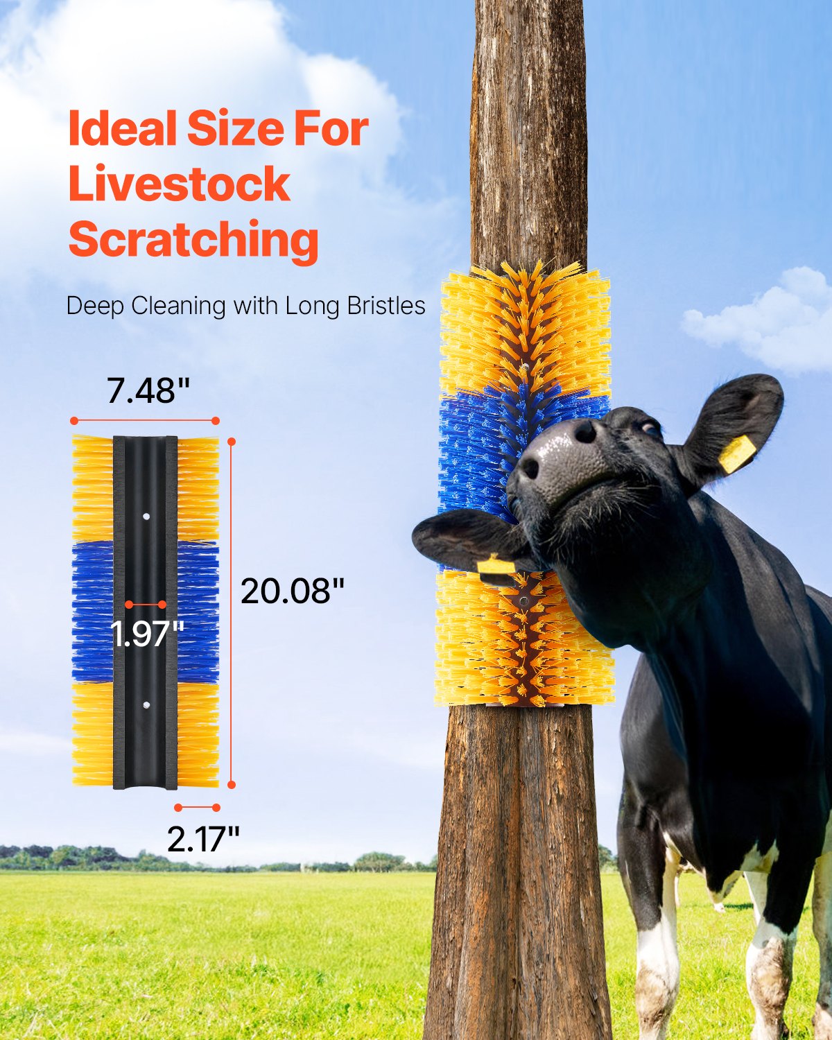 Livestock Scratching Brush 20 in Horse Scratcher Brush for Itch Relief