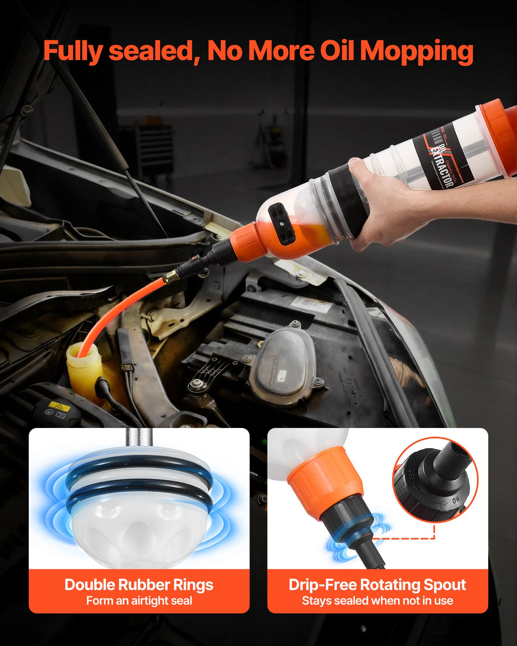 1.5 L Fluid Extractor, Manual Automotive Fluid Pump Extractor, Oil Syringe with Long Hose and Extension Tubes Easy Oil Change, Suction Pump for Lawn Mowers Cars Ships Golf Carts Motorcycles