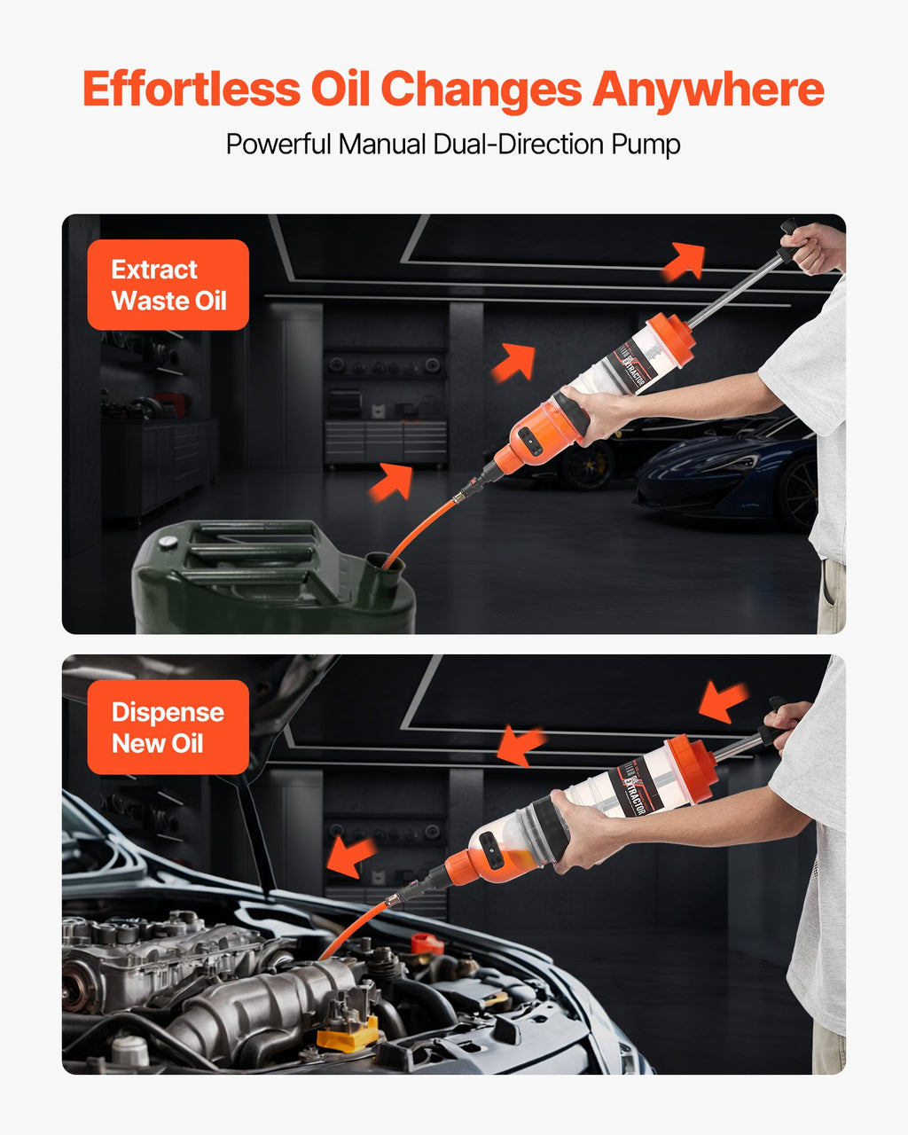 1.5 L Fluid Extractor, Manual Automotive Fluid Pump Extractor, Oil Syringe with Long Hose and Extension Tubes Easy Oil Change, Suction Pump for Lawn Mowers Cars Ships Golf Carts Motorcycles