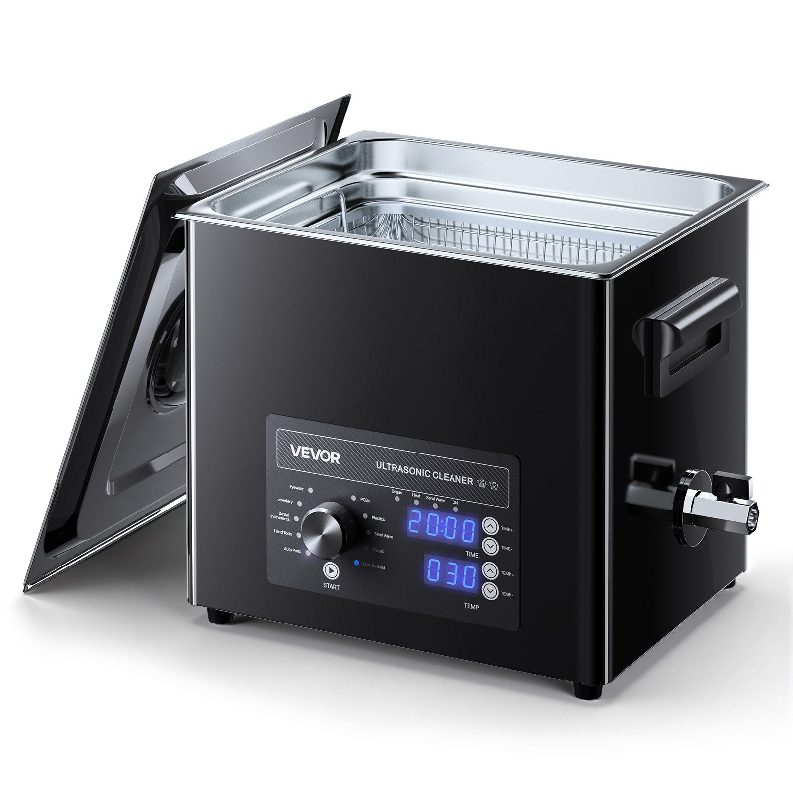 10L Ultrasonic Cleaner, Professional Ultrasonic Cleaner Machine with Knob Control, Stainless Steel Cleaning Machine with Basket and Cleaning Ball, for Watches, Razors, Jewelry, Coins and More