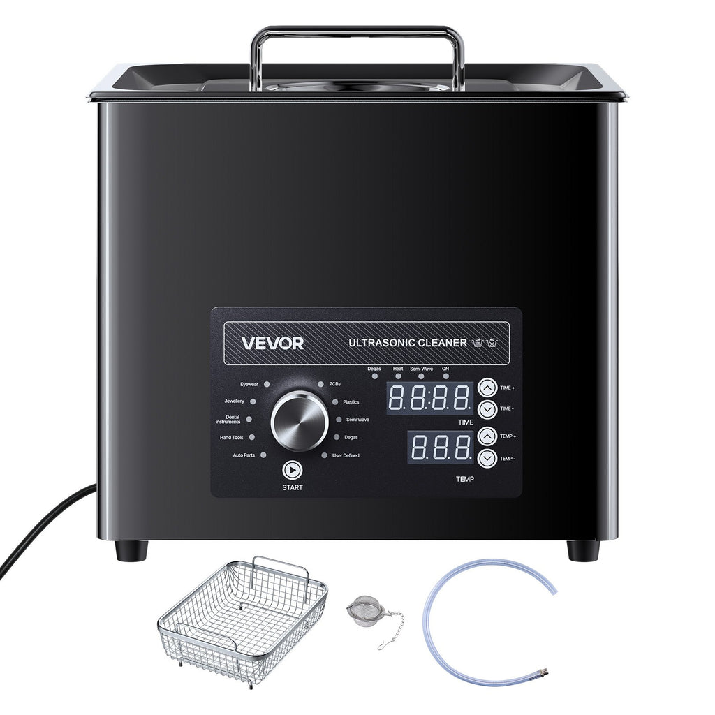 10L Ultrasonic Cleaner, Professional Ultrasonic Cleaner Machine with Knob Control, Stainless Steel Cleaning Machine with Basket and Cleaning Ball, for Watches, Razors, Jewelry, Coins and More