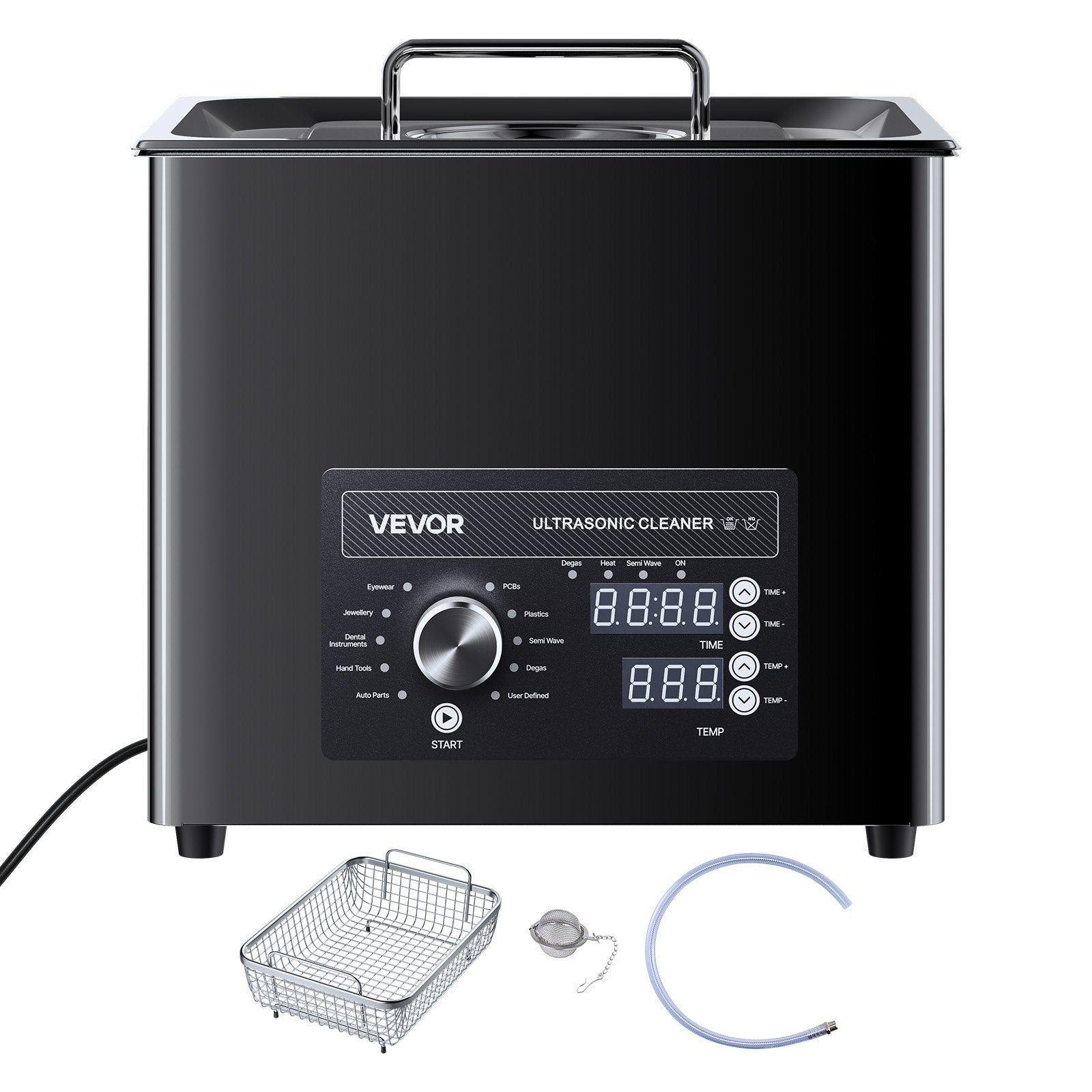 10L Ultrasonic Cleaner, Professional Ultrasonic Cleaner Machine with Knob Control, Stainless Steel Cleaning Machine with Basket and Cleaning Ball, for Watches, Razors, Jewelry, Coins and More
