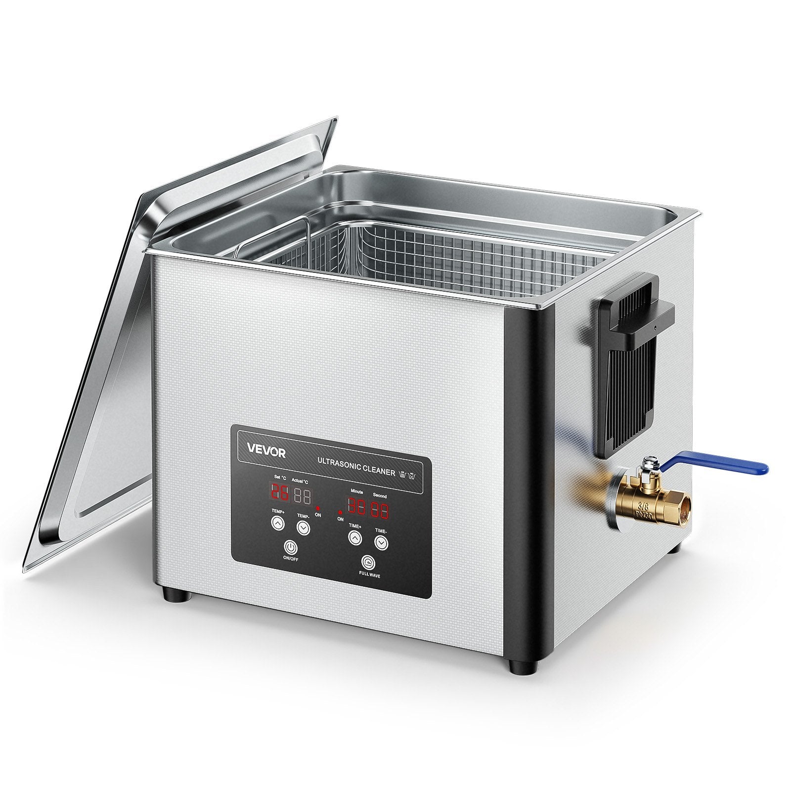 15L Ultrasonic Cleaner, Professional Ultrasonic Cleaner Machine with Cleaning Basket & Digital Display, 240W Stainless Steel 40kHz Industrial Cleaning Machine for Parts, Carburetors, Instruments