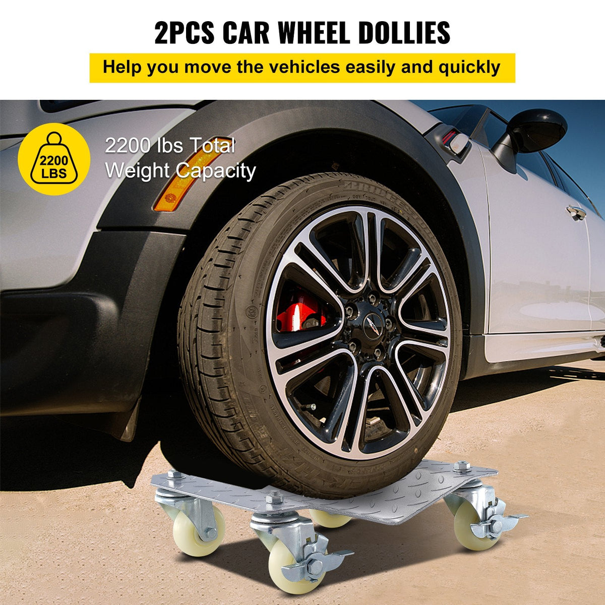 2 Pcs Tire Wheel Dollies 12"X16" Platform Size Wheel Car Dolly 3" Caster Wheel