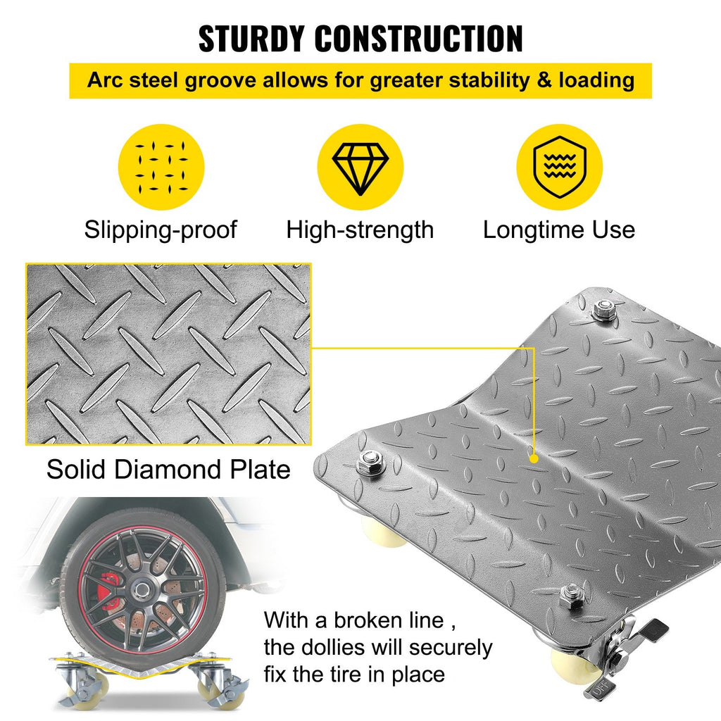 2 Pcs Tire Wheel Dollies 12"X16" Platform Size Wheel Car Dolly 3" Caster Wheel