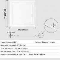 Ceiling Tiles 16-Pack 20 x 20 in Polystyrene Easy Installation Glue-up