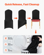 100 Pcs Black Chair Covers, Polyester Spandex Chair Cover, Stretch Slipcovers for Wedding Party Dining Banquet Flat-Front Chair Covers, Fits Chair Measures up to 20.08 x 17.72 x 37.4 inch