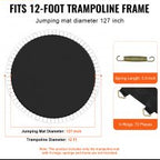 Replacement Trampoline Mat Fits 12ft Frame 72 V-Rings 5.5" Spring Length