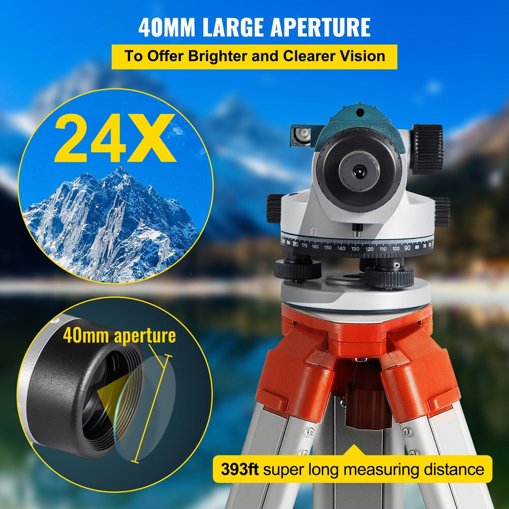 Automatic Optical Level 24X Optical Auto Level Kit High Precision Height/Distance/Angle
