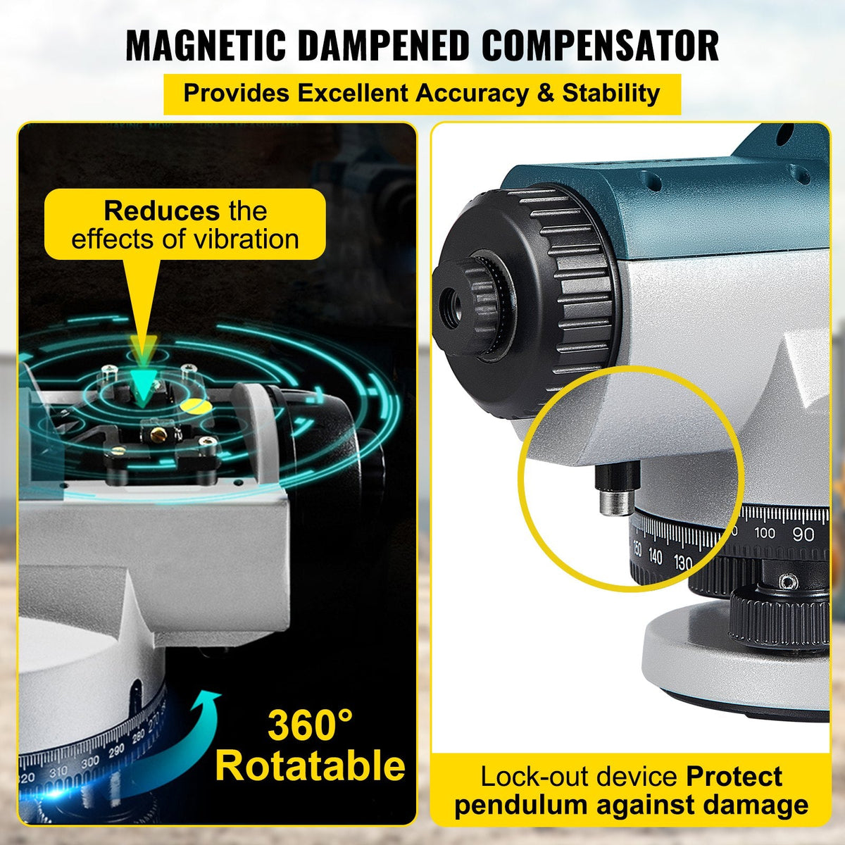 Automatic Optical Level 24X Optical Auto Level Kit High Precision Height/Distance/Angle