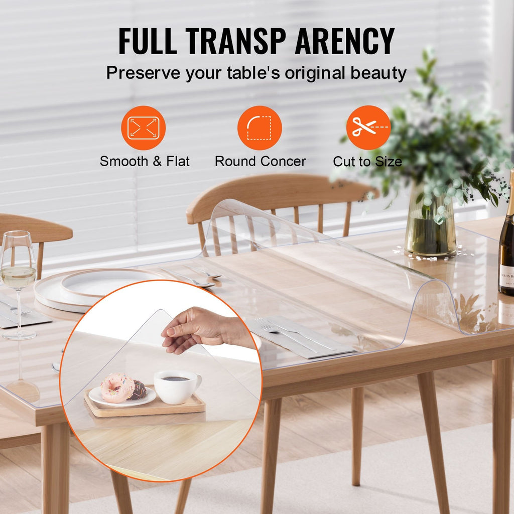 PVC Table Protector 14x24 Inch Clear Plastic Desk Protector 1.5mm Thick