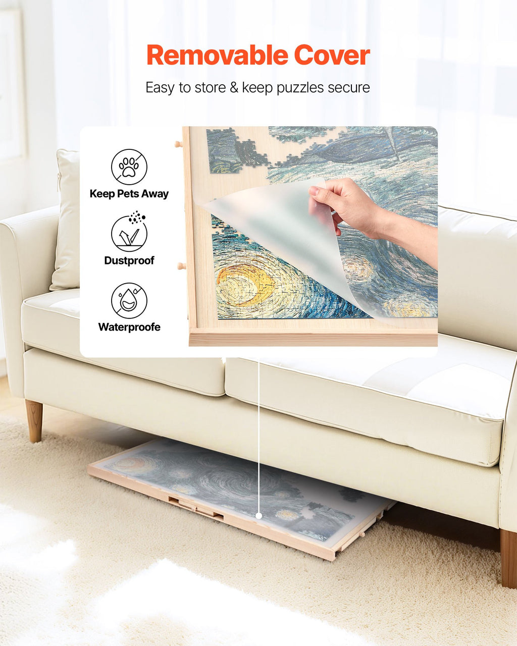 1500 Piece Rotating Puzzle Board with 5 Drawers and Cover, 86x63cm Portable Wooden Table, Jigsaw Puzzle Accessories for Adults, Puzzles Organizer Storage System, Birthday Gift for Mom