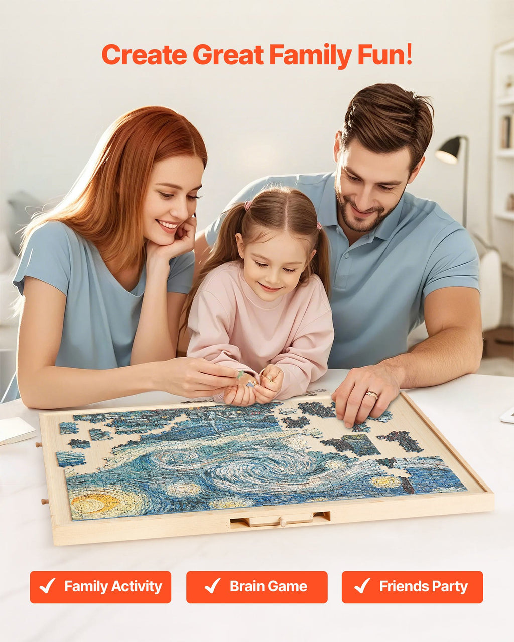 1500 Piece Rotating Puzzle Board with 5 Drawers and Cover, 86x63cm Portable Wooden Table, Jigsaw Puzzle Accessories for Adults, Puzzles Organizer Storage System, Birthday Gift for Mom