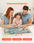 1500 Piece Rotating Puzzle Board with 5 Drawers and Cover, 86x63cm Portable Wooden Table, Jigsaw Puzzle Accessories for Adults, Puzzles Organizer Storage System, Birthday Gift for Mom