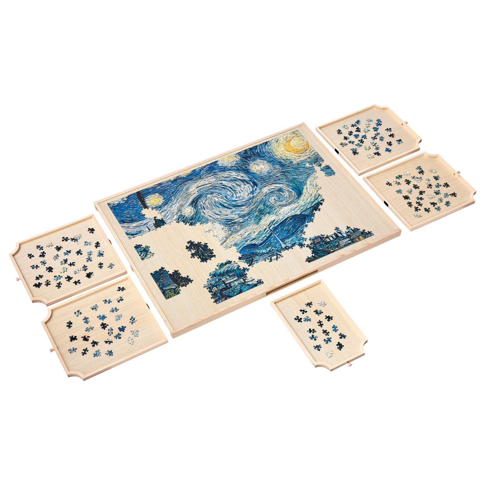 1500 Piece Rotating Puzzle Board with 5 Drawers and Cover, 86x63cm Portable Wooden Table, Jigsaw Puzzle Accessories for Adults, Puzzles Organizer Storage System, Birthday Gift for Mom