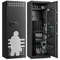 10-12 Gun Safe, Long Gun Cabinet for Rifles and Pistols, Quick Access Rifle Safe with 4 Pistol Pockets and 3 Adjustable Racks, Large Digital Cabinet with Key and Password Lock