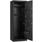 10-12 Gun Safe, Long Gun Cabinet for Rifles and Pistols, Quick Access Rifle Safe with 4 Pistol Pockets and 3 Adjustable Racks, Large Digital Cabinet with Key and Password Lock