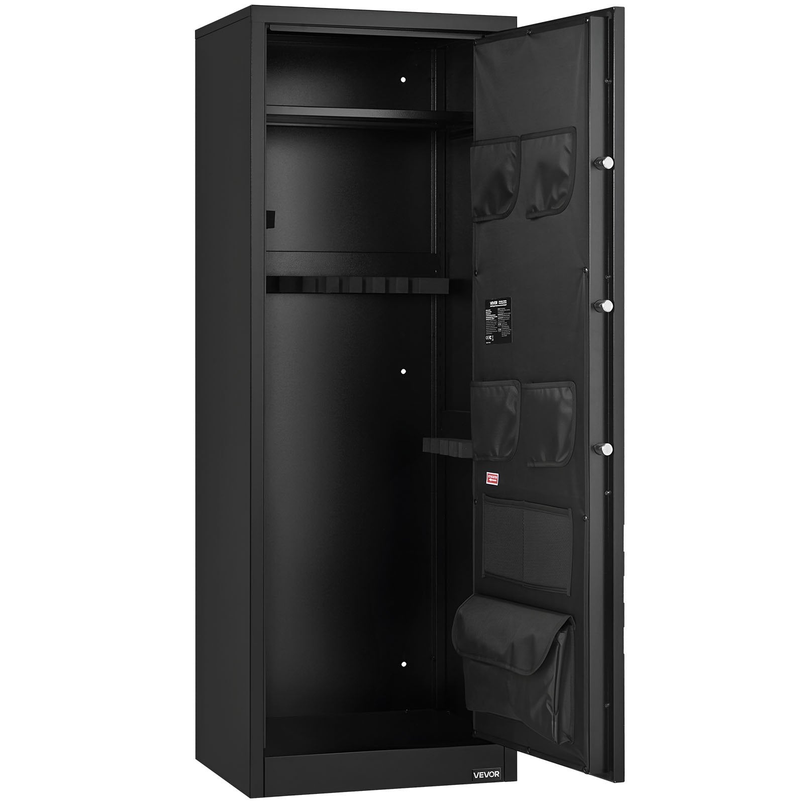 10-12 Gun Safe, Long Gun Cabinet for Rifles and Pistols, Quick Access Rifle Safe with 4 Pistol Pockets and 3 Adjustable Racks, Large Digital Cabinet with Key and Password Lock