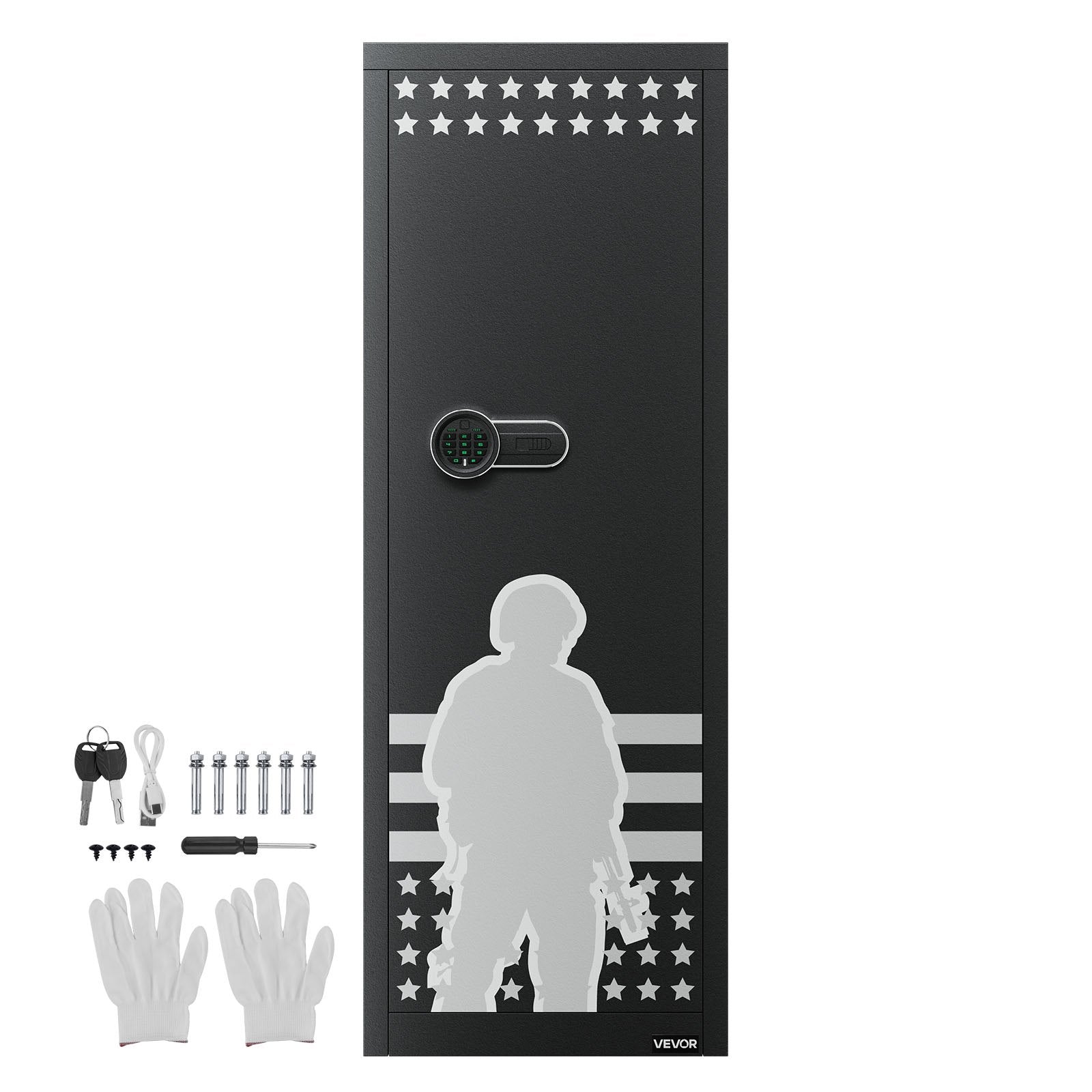 10-12 Gun Safe, Long Gun Cabinet for Rifles and Pistols, Quick Access Rifle Safe with 4 Pistol Pockets and 3 Adjustable Racks, Large Digital Cabinet with Key and Password Lock
