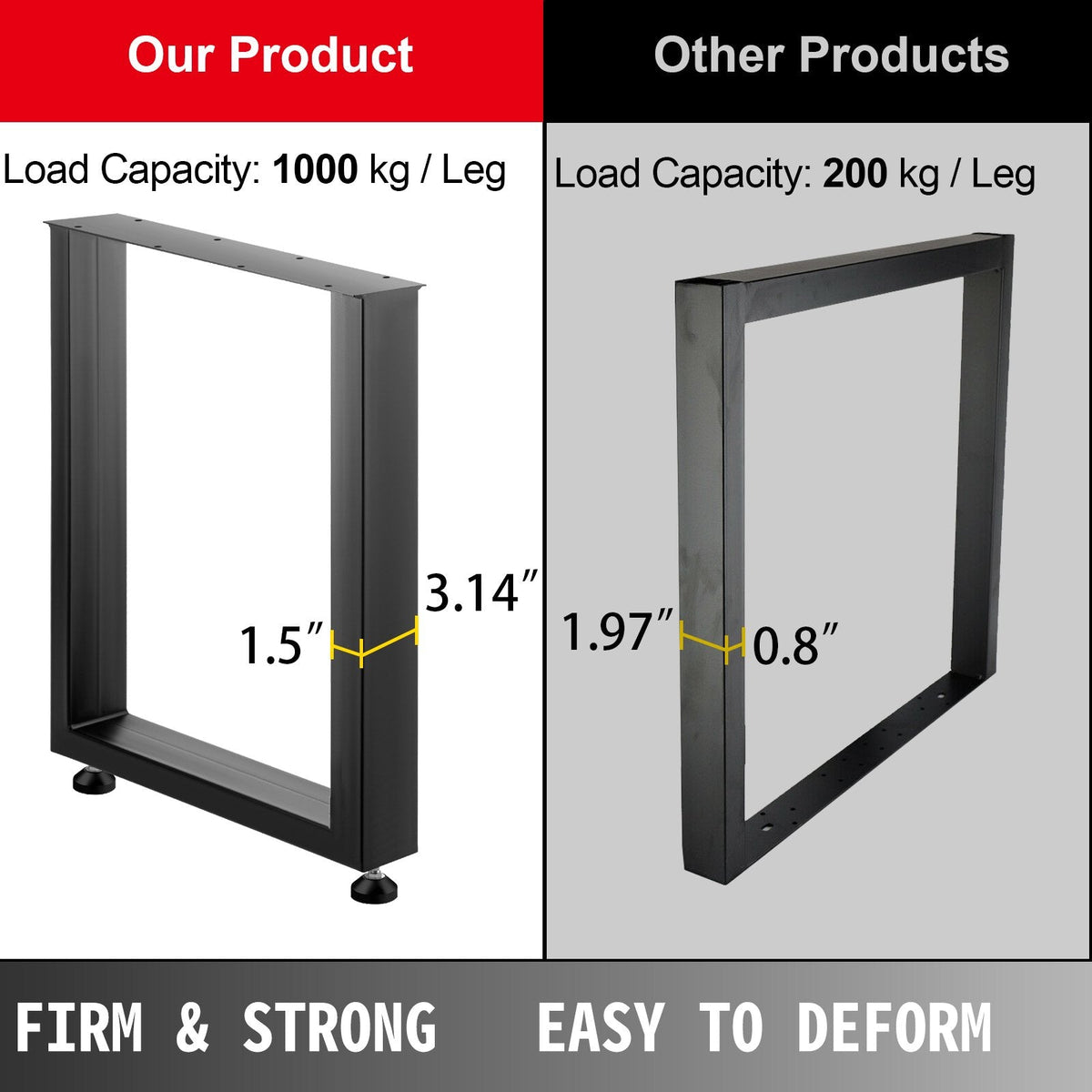 Black Table Legs Frame Metal Dining Table Desk 600X720MM