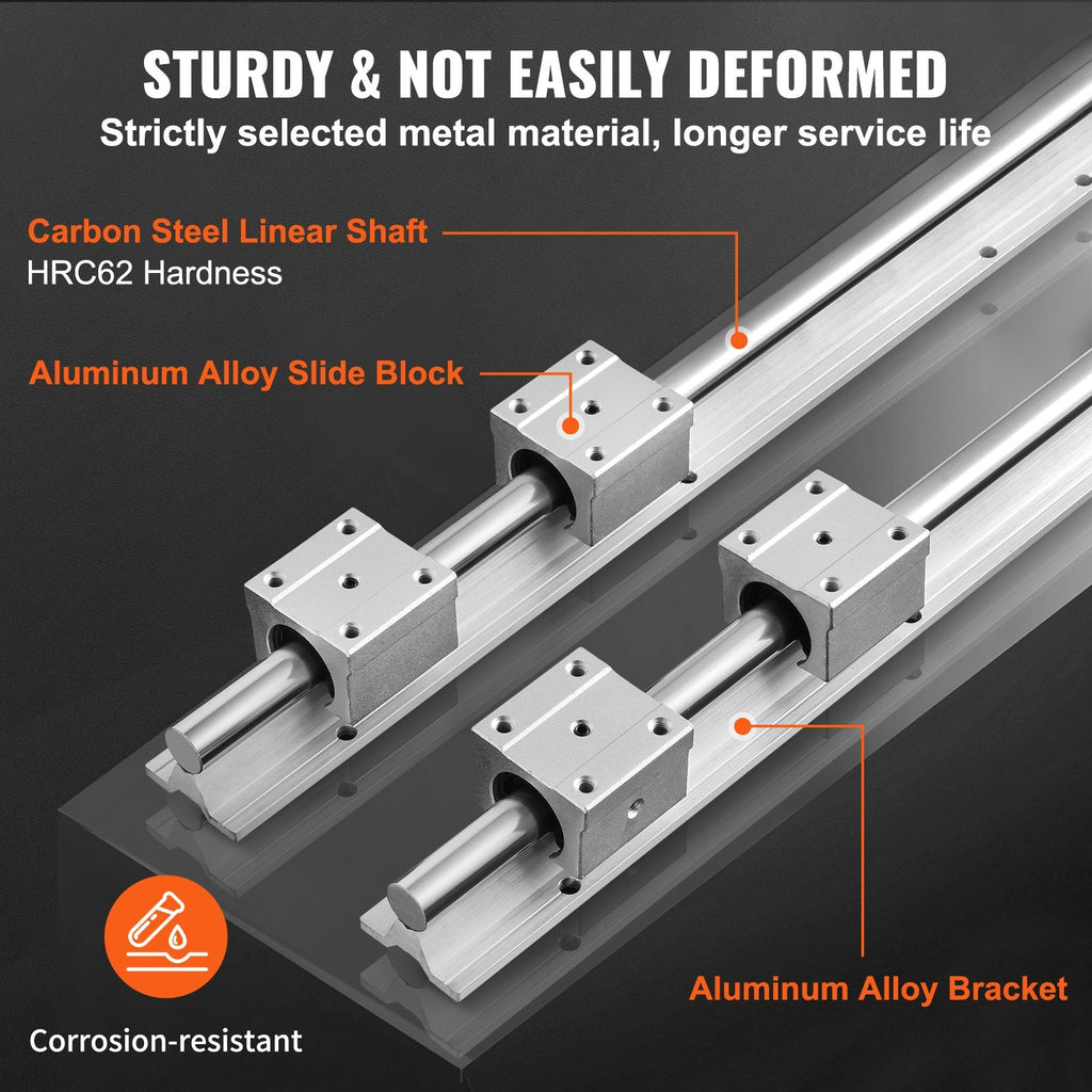 Linear Guide Rail Set, SBR20 2200mm, 2 PCS 86.6 in/2200 mm SBR20 Guide Rails